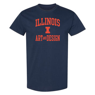 Illinois Arch Logo Art and Design T-Shirt - Navy