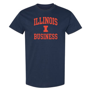 Illinois Arch Logo Business T-Shirt - Navy