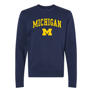 Michigan Arch Logo JA BTB Fleece Crewneck Sweatshirt - True Navy