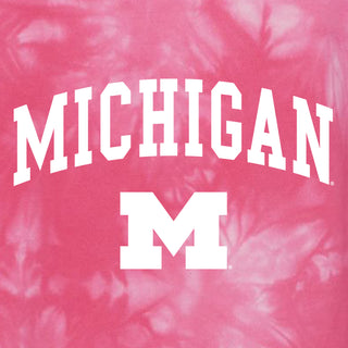 Michigan Arch Logo Midweight Tie-Dyed Hoodie - Tie Dye Pink