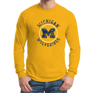 Michigan Distressed Circle Logo Long Sleeve