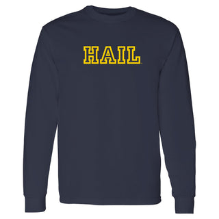 Michigan Hail Outline Long Sleeve - Navy