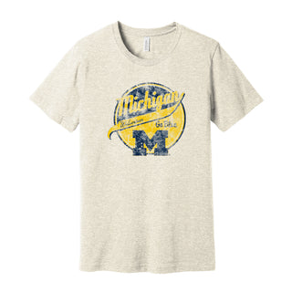 Michigan Baseball Tail CVC T-Shirt - Heather Prism Natural