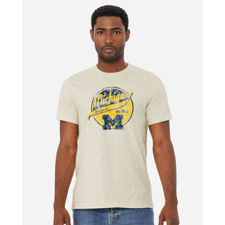 Michigan Baseball Tail CVC T-Shirt - Heather Prism Natural