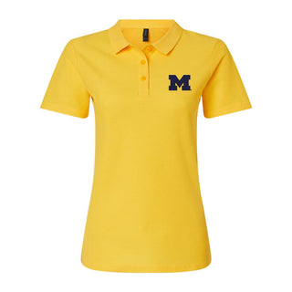 Michigan Block M EMB Womens Softstyle Pique Polo