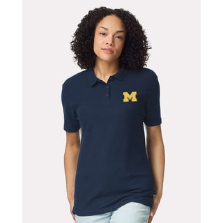 Michigan Block M EMB Womens Softstyle Pique Polo