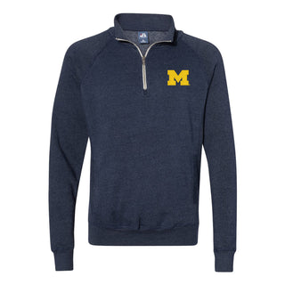 Michigan Block M EMB JA Triblend 1/4-Zip Sweatshirt - True Navy Triblend