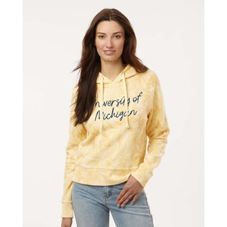 Michigan Sweet Script Womens Maddie Floral Print Hoodie - Sun Ray