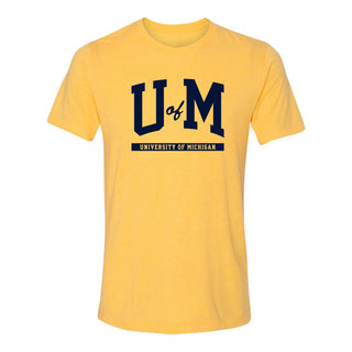 Michigan Wolverines Initial Arch Triblend T-Shirt - Yellow Gold