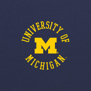 Michigan Old School Circle Unisex CVC Henley Tee - Heather Indigo