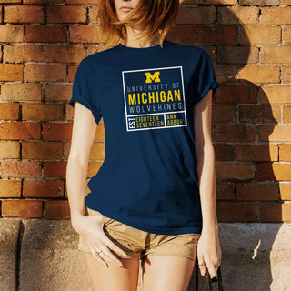 Michigan Box Label T Shirt - Navy