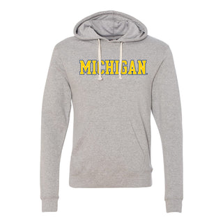 Michigan Wordmark JA Triblend Fleece Hoodie - Grey Triblend