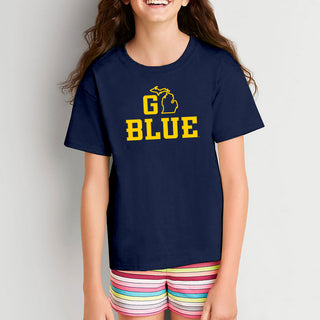 Michigan Go Blue MI Youth T-Shirt - Navy