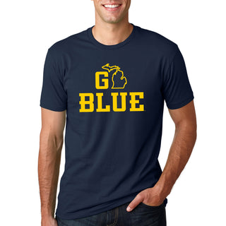 Michigan Go Blue MI Premium Cotton T-Shirt - Midnight Navy