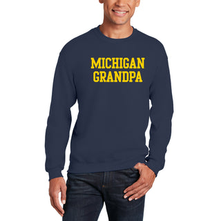 Michigan Basic Block Grandpa Crewneck - Navy