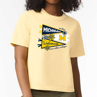 Michigan Cute Pennant Women's CC Boxy T-Shirt - Butter