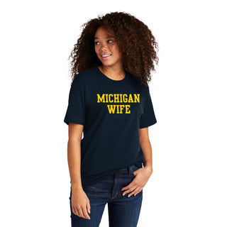 Michigan Basic Block Wife NLA T-Shirt - Midnight Navy