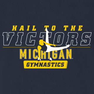 Michigan Men's Gymnastics Fight Song Silhouette Canvas Triblend T-Shirt - Solid Navy Triblend