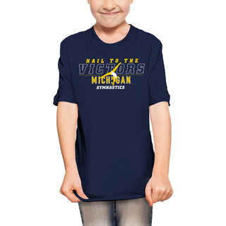 Michigan Women's Gymnastics Fight Song Silhouette Youth T-Shirt - Navy