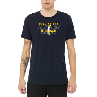 Michigan Men's Basketball Fight Song Silhouette Canvas Triblend T-Shirt - Solid Navy Triblend