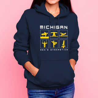 Michigan Men's Gymnastics Action Squares Hoodie - Navy