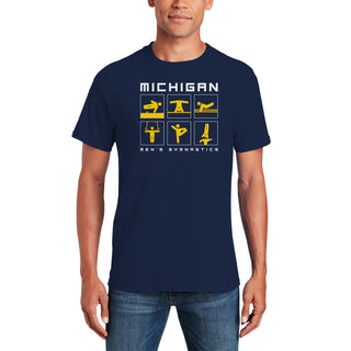Michigan Men's Gymnastics Action Squares T-Shirt - Navy