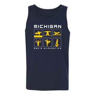 Michigan Men's Gymnastics Action Squares Tank Top - Navy