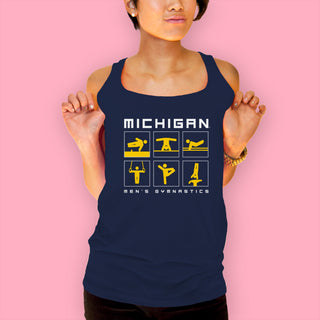 Michigan Men's Gymnastics Action Squares Tank Top - Navy