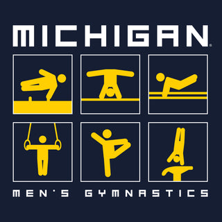 Michigan Men's Gymnastics Action Squares Youth T-Shirt - Navy