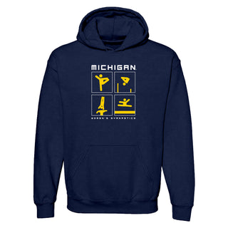 Michigan Women's Gymnastics Action Squares Hoodie - Navy