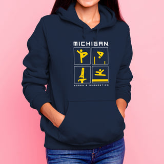 Michigan Women's Gymnastics Action Squares Hoodie - Navy