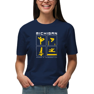 Michigan Women's Gymnastics Action Squares T-Shirt - Navy