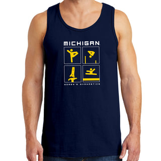Michigan Women's Gymnastics Action Squares Tank Top - Navy