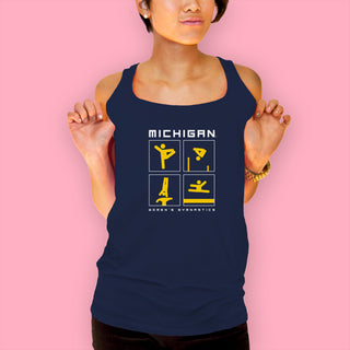 Michigan Women's Gymnastics Action Squares Tank Top - Navy