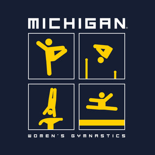 Michigan Women's Gymnastics Action Squares Tank Top - Navy