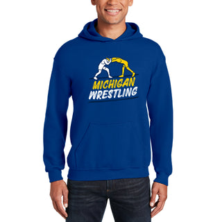 Michigan Wrestling Sketch Hoodie - Royal