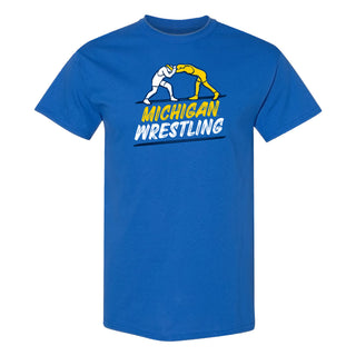 Michigan Wrestling Sketch T-Shirt - Royal
