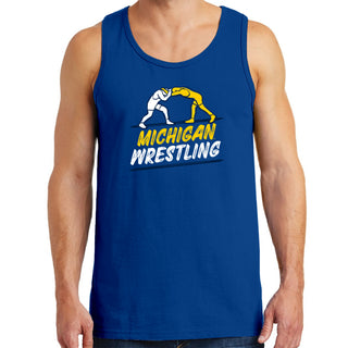 Michigan Wrestling Sketch Tank Top - Royal