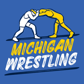 Michigan Wrestling Sketch T-Shirt - Royal