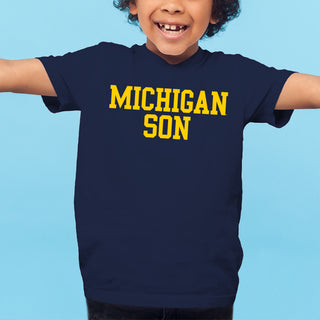 Michigan Basic Block Son Youth T-Shirt - Navy