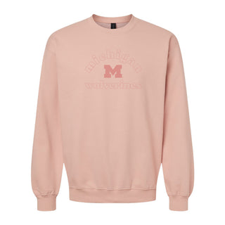 Michigan Monotone Outline Softstyle Crewneck - Dusty Rose
