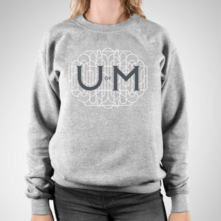 Michigan Ornate Initials Crewneck Sweatshirt - Sport Grey