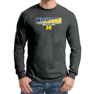 Michigan Wrestling Top Flight Long Sleeve T-Shirt - Dark Heather