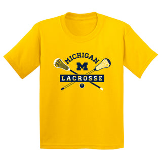 Michigan Lacrosse Emblem Youth T-Shirt - Daisy