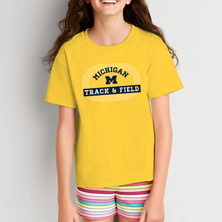 Michigan Track & Field Emblem Youth T-Shirt - Daisy