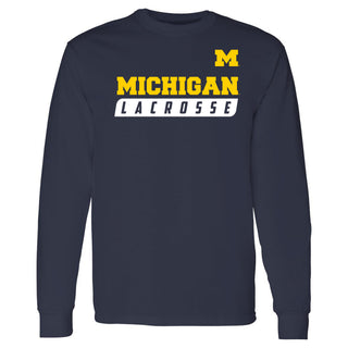 Michigan Lacrosse Slant Long Sleeve T-Shirt - Navy