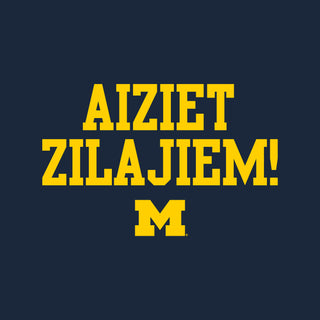 Michigan Go Blue Latvian NLA T-Shirt - Midnight Navy