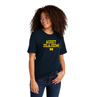 Michigan Go Blue Latvian NLA T-Shirt - Midnight Navy