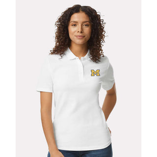 Michigan Block M Outline EMB Womens Softstyle Pique Polo
