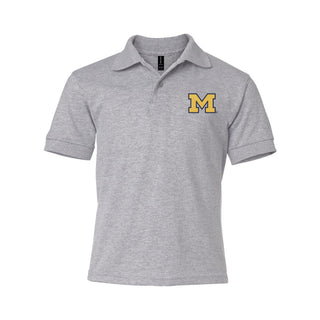 Michigan Block M Outline EMB Youth Dryblend Jersey Polo